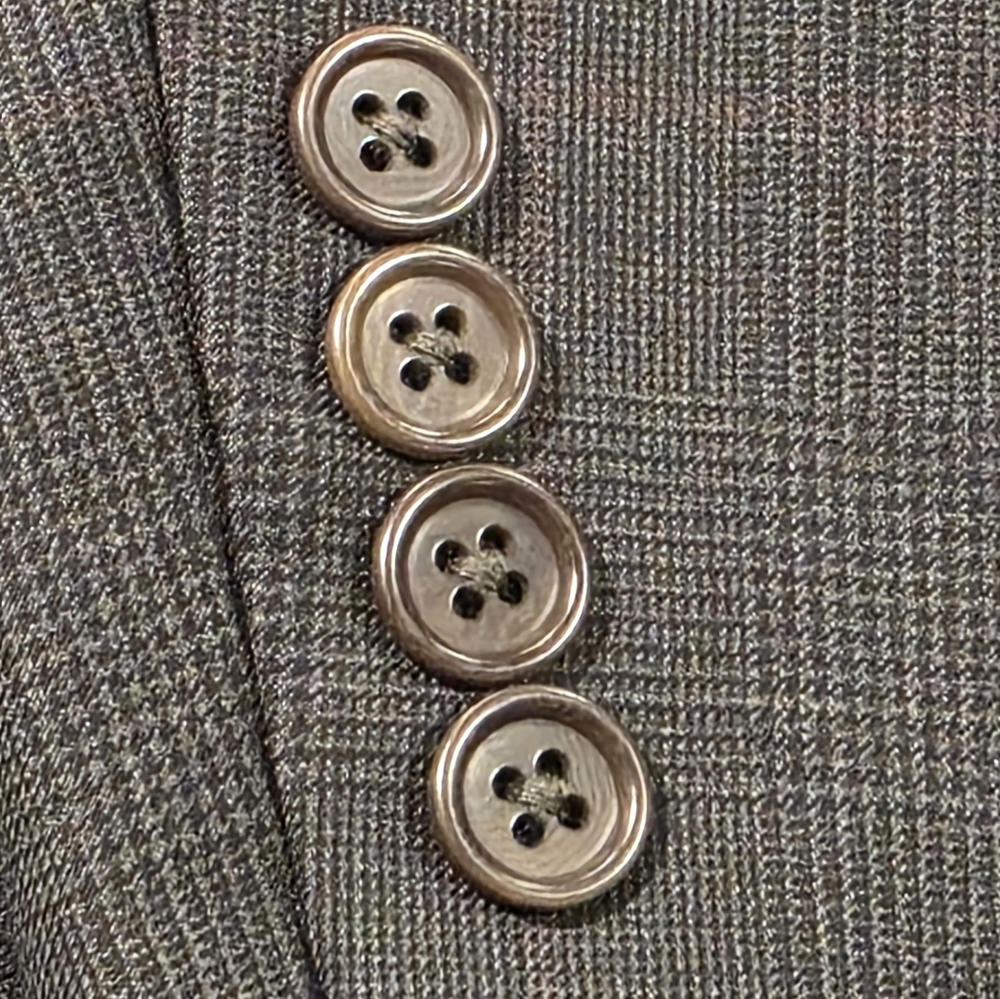 38R Men's TALLIA Blazer Gray Tartan 2 Button 100% Wool Sport Coat - Picture 5 of 8